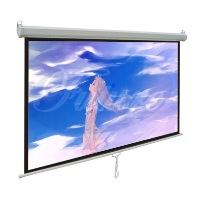 Best Choice 100 Inch 4:3 HD Pull Down Manual Widescreen High Gain Projector Screen for Office, Entertainment -Matte White