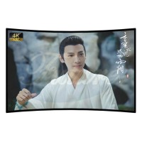 16:9 Cinema Black Velvet Curved Fixed Frame Projector Screen 100 Inch 3D Projection Screen Best For Home Theater