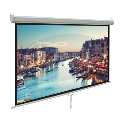 92 Inch Pull Down Projector Screen/ Manual Projection Screen/Matte White Fabric Projector Screen with Self-Lock 4:3